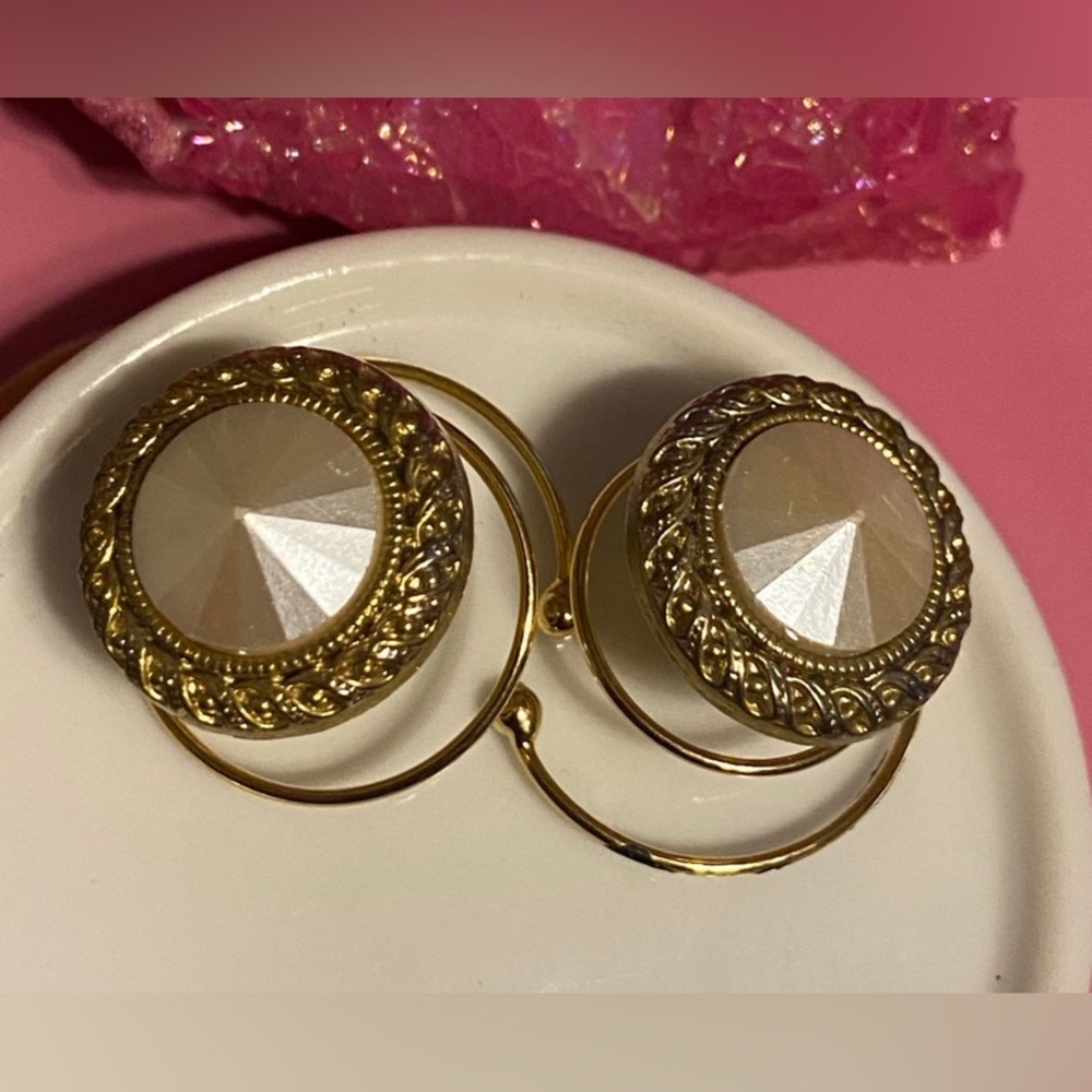 Vintage Spiral Back Costume Jewelry Earrings #7990 💎 SALE